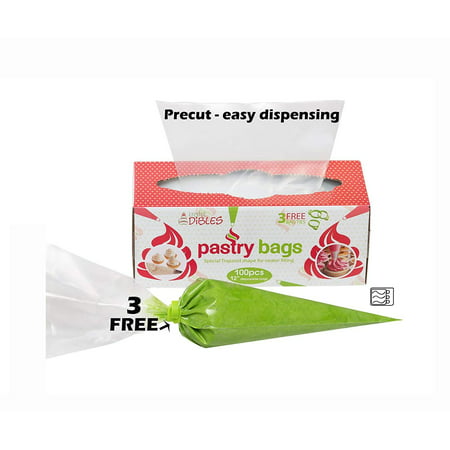 Piping Bags Disposable 100 Pack - 12 Inch Cake Decorating Pastry Bag Set in Dispenser box, With 3 Free Icing Bag Ties. Extra Thick Frosting Bags Microwave safe by CiE (100, 12