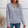thumbnail image 2 of Quilted Sweatshirt Women Fall Casual V-Neck Long Sleeve Pullover for Travel Weekend Wear, M, 2 of 7