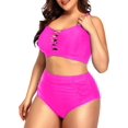 thumbnail image 4 of Daci Women Plus Size Two Piece Bikini Swimsuit High Waisted Tummy Control Bottom Bandeau Lace Up Bathing Suit, 4 of 5
