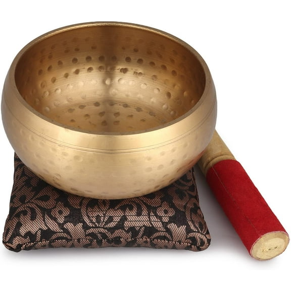 Zap impex Beautiful New Hand Hammered Brass Singing Bowl Tibetan Meditation Yoga Singing Bowl 5 inch Material: Brass