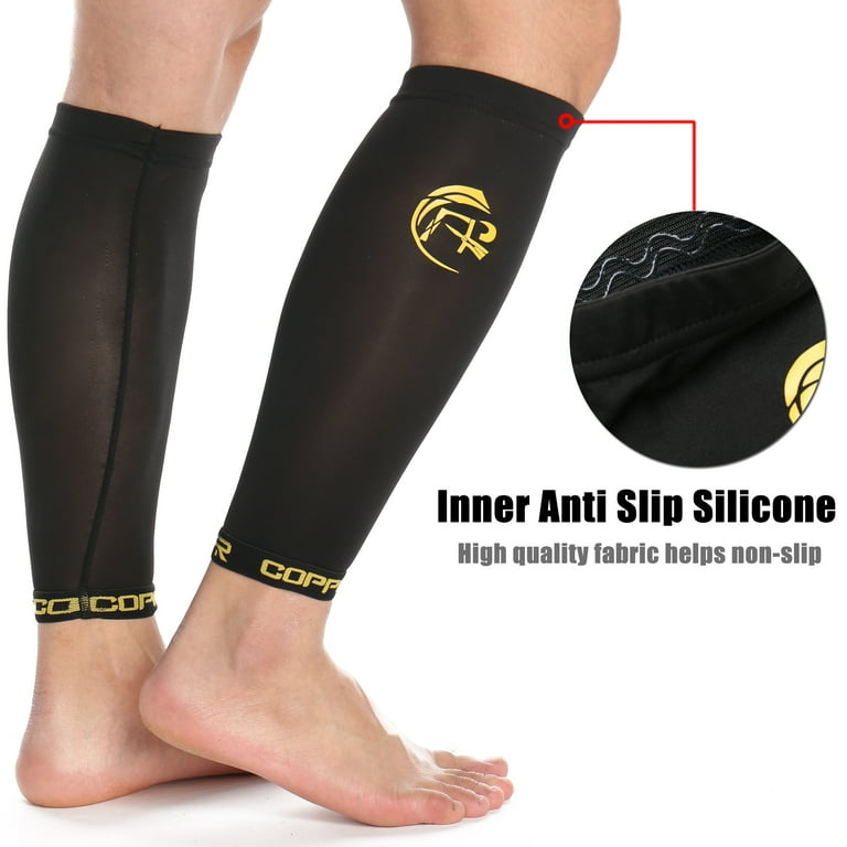 CFR Copper Compression Recovery Calf Sleeves - Shin Splint Leg Sleeves.  GUARANTEED Highest Copper Content + Graduated Compression. Great For  Running &