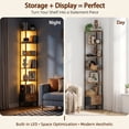 thumbnail image 5 of HIGDBFE  6-Tier Corner Shelf with LED Light and Fabric Drawer, 75" Tall Corner Bookshelf for Small Spaces, Rustic Brown, 5 of 9
