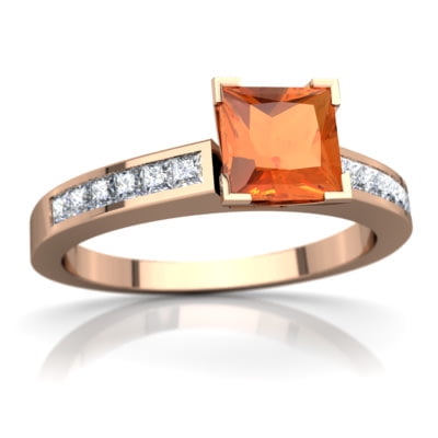 Fire Opal Channel Set Ring in 14K Rose Gold by