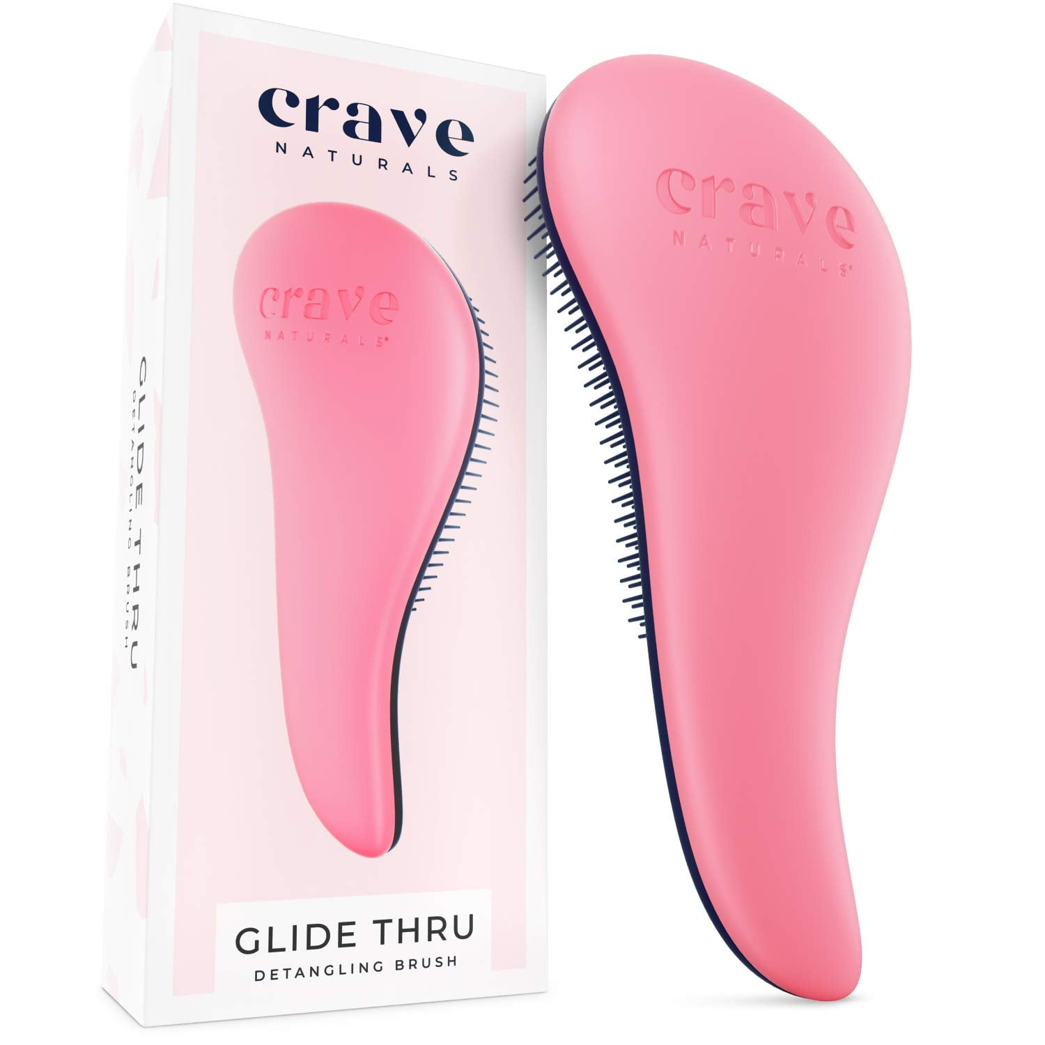 Crave Naturals Glide Thru Detangling Brush for Adults & Kids Hair -  Detangler Hair Brush for Natural, Curly, Straight, Wet or Dry Hair (PINK).  