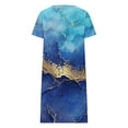 thumbnail image 4 of Sakmal Summer Dresses Blue Mid-Length Crew Neck Graphic Short Sleeve Basic Shift Dress, 4 of 5