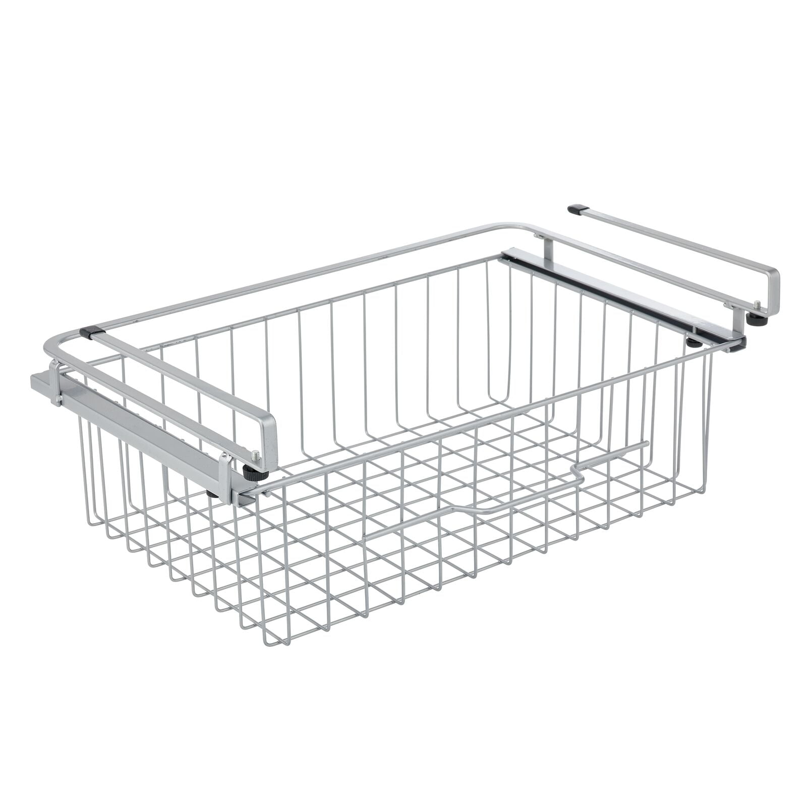 Easy-Slide Under Shelf Hanging Storage Basket Silver mDesign Hanging Baskets 