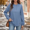 thumbnail image 7 of Women's Fashion Women's Lightweight Long Sleeve Pullover With Pockets Preppy Graphic Hoodie, Solid Color Fall Winter Sweatshirt with Button Details for Stylish Outfits,Blue,S, 7 of 7