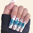 thumbnail image 1 of Apuakthei 24 piezas de uñas postizas a presión para mujer, uñas postizas extra largas con pegamento, uñas postizas con pegamento, 1 of 5