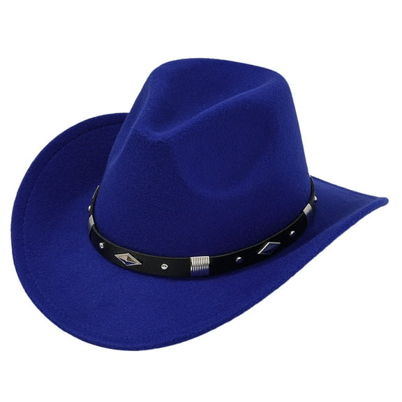Fgnfyis Stylish Unisex Cowboy Hat With Metal For Concerts Outdoor Western Events And Party Headwear Blue One Size