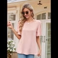 thumbnail image 4 of Tops de Mujer 2025, Camisetas Casuales de Acampanada de Moda, Camisetas Básicas de Verano con Cuello Redondo, Blusas Lindas, Rosa L, 4 of 7