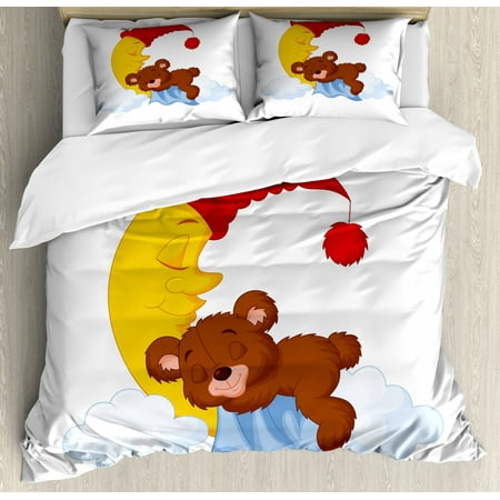Bear Duvet Cover Set Adorable Cartoon For Kids Cute Baby