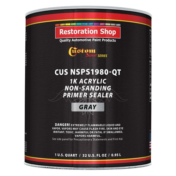 Custom Shop Premium 1K Acrylic Non-Sanding Primer Sealer Paint, Color Gray, 1 Quart - Fast Drying, Ready-To-Spray, Apply Over Automotive Primer Surfacers, Sanded Finishes - Topcoat Urethane, Enamel
