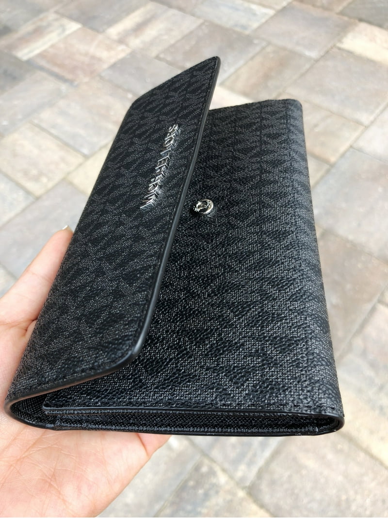 MICHAEL KORS TRIFOLD COIN WALLET ブラック Michael Kors Trifold Wallet, Black Signature, Saffiano