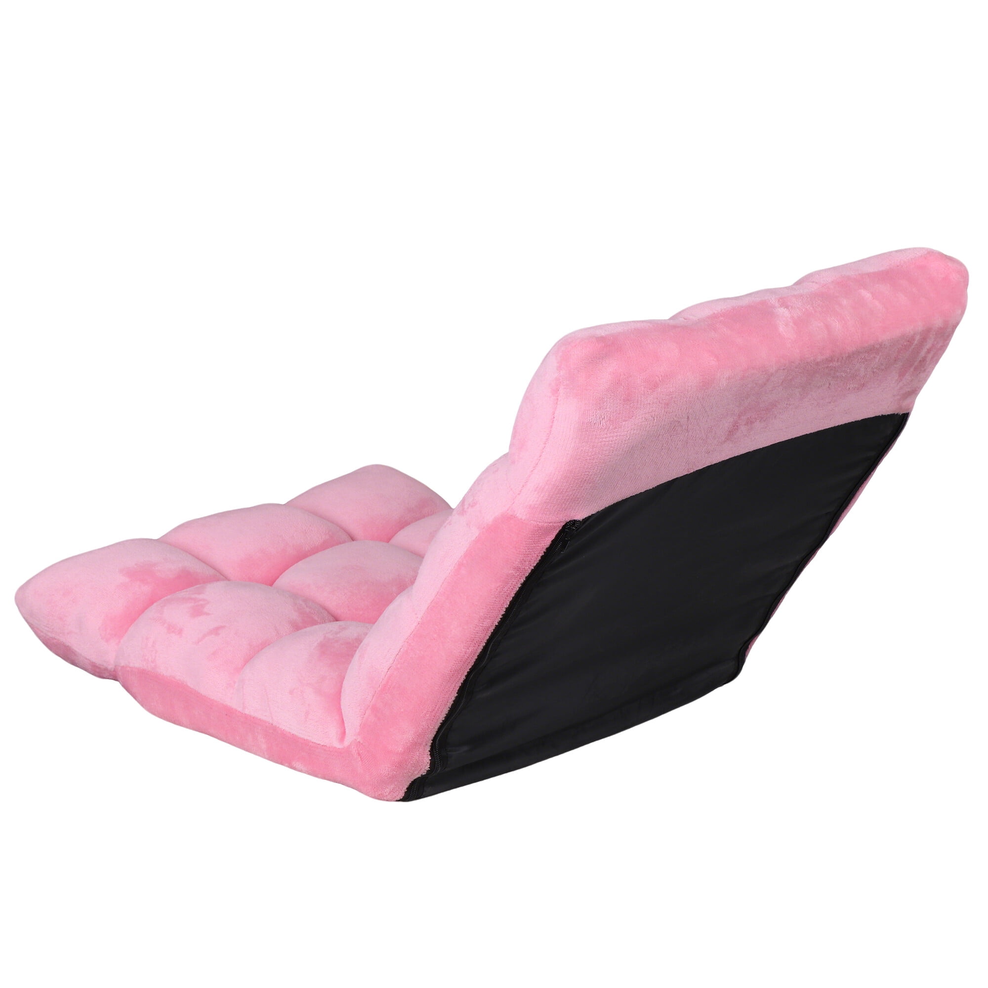 ZENY 14 Levels Adjustable Floor Folding Chair Lazy Sofa Cushion Gaming Chair Recliner - Pink