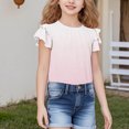 thumbnail image 2 of Lmnyox Girl's Summer Cute Shirts Ruffle Short Sleeve Pleated Fashion T Shirt 2025 Casual Trendy Tees Tops, 2 of 6