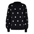 thumbnail image 4 of Hpapadks Women's Sweaters Winter Long Sleeved Casual Polka Dot Pullover Knitted Sweaters Womens Sweater Black L, 4 of 5