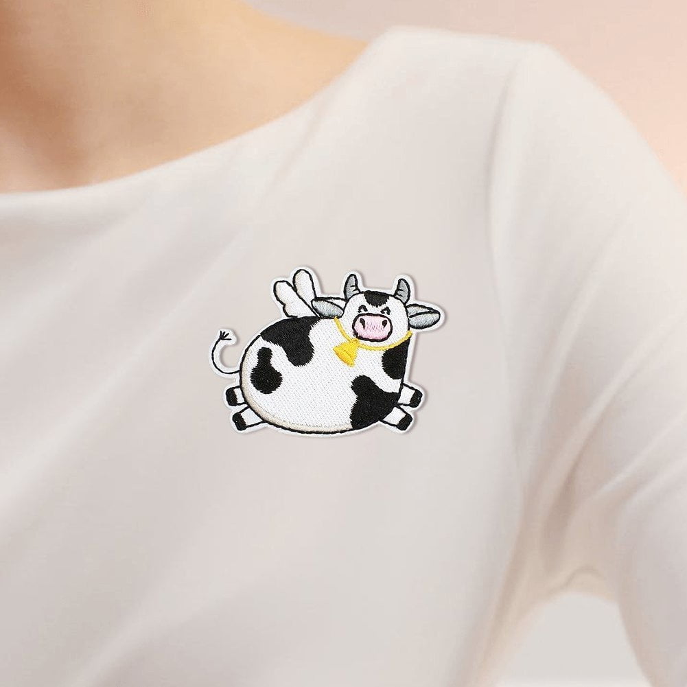 24 Pcs Cow Iron on Patches Bulk Embroidered Patches for Hats Clothes Cute Repair Kit Sew on Applique DIY Accessory for Backpack Pants Jeans