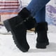 thumbnail image 4 of Botas de nieve peludas de invierno para mujer de con punta redonda, cremallera lateral, tubo corto, además de terciopelo, informales, de algodón, para estudiantes, para correr, botas de vaquero., 4 of 4