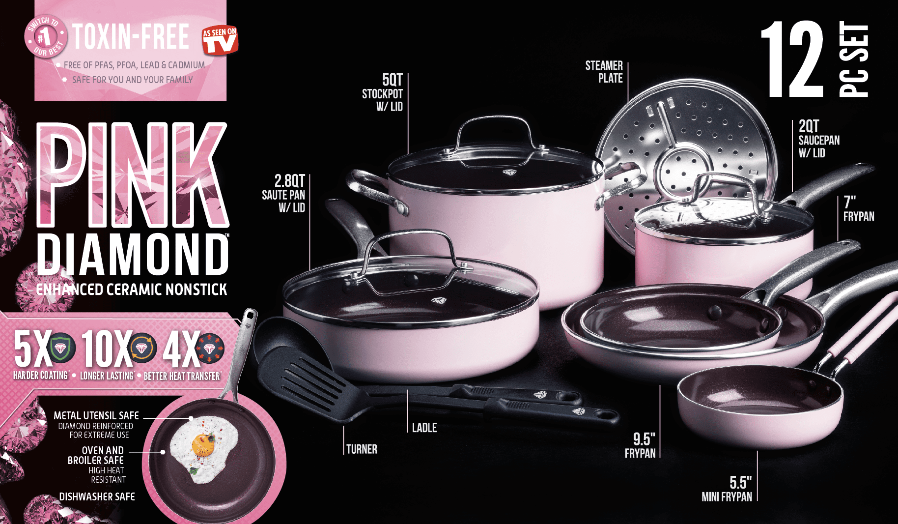 New Dishes Set with 12-Piece Toxin-Free Ceramic Nonstick Pots Pans Cookware  Set, Dishwasher Safe - AliExpress