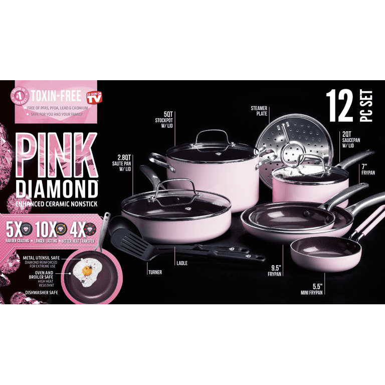 Blue Diamond, Pink Limited Edition Nonstick Ceramic 11-Piece Cookware Set 