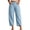 Light Blue, variant on longantii Linen Capri Pants for Women Cropped Boho Wide Leg Palazzo Pants Elastic Waist Summer Beach Lounge Pant Side Button Casual Capri Trousers with Pockets Army Green S