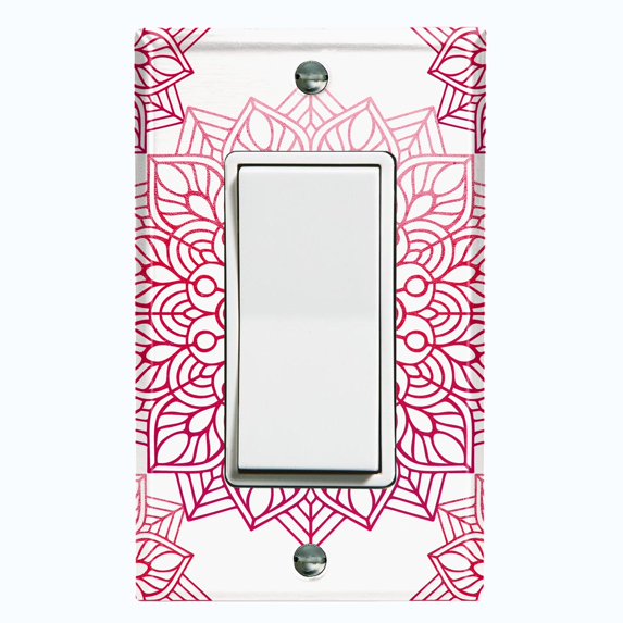 Metal Light Switch Plate Cover Mandala Violet Flower Tile Pattern MDL099