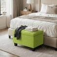 thumbnail image 4 of XiHuaZhaoChen 25 Inches Storage Ottoman, Upholstered Linen Foot Rest Stool for Couch with Hinged Lid, Ottoman with Storage for Living Room, Bedroom, Entryway, Load up to 600 lbs, Green, 4 of 10