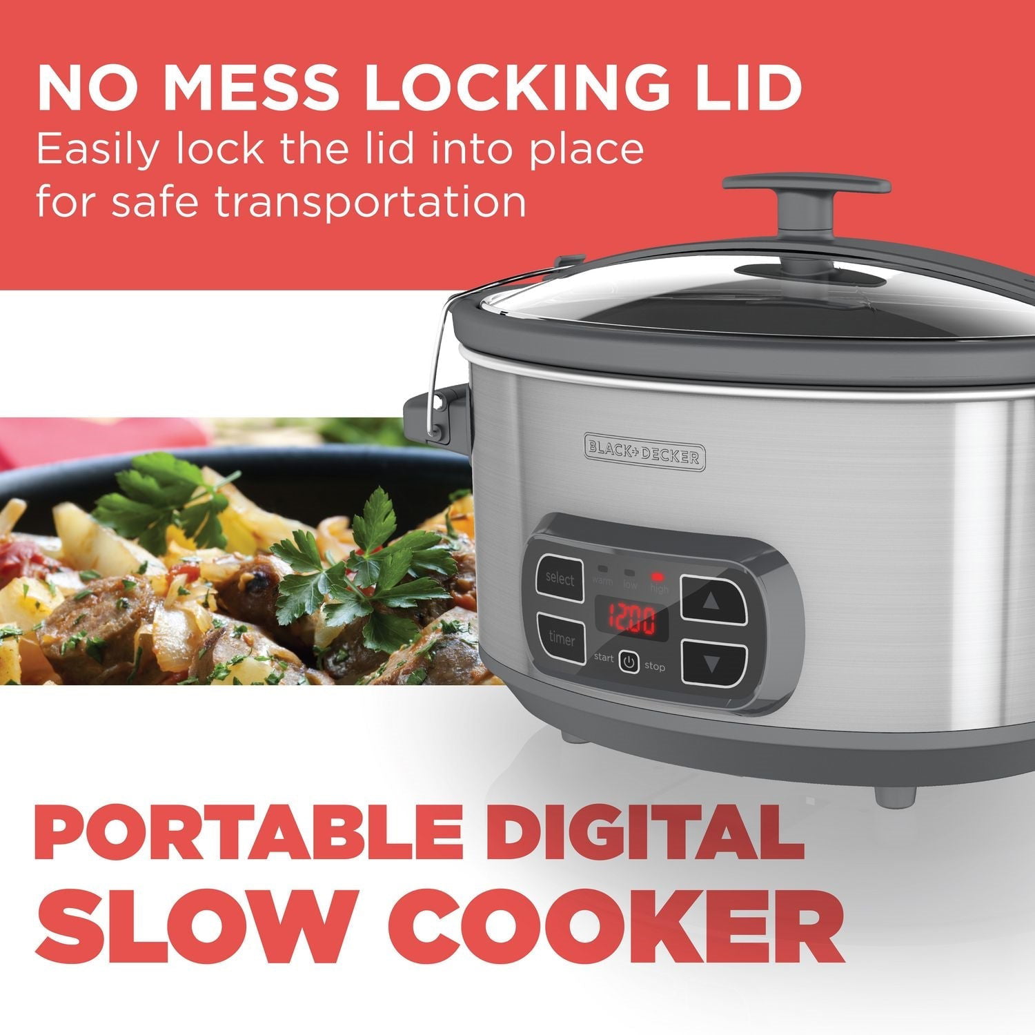 Crock-Pot® Lift and Serve Programmable Slow Cooker - Black/Cream