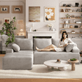 thumbnail image 3 of 104" Cloud Sectional Couch with L-Shape Chaise, Modern Modular Sofa with Deep Seat, Upholstered Couches with Back Cushion for Living Room Bedroom, No Assembly Required, White Grey (Corduroy Fabric), 3 of 11