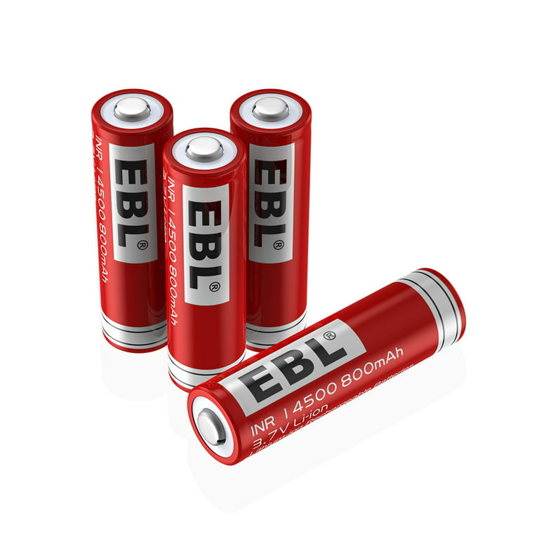 EBL 4-Pack 14500 3.7V 800mAh Li-Ion Rechargeable Batteries