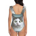 thumbnail image 6 of Yiaed Funny Cat Print Women's Ruffled One Piece Swimsuit V Neck Swimwear Slimming Monokini for Woman-Medium, 6 of 8