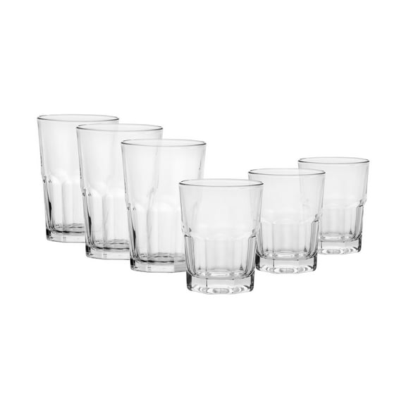 Mainstays 12-Piece Clear Crossplains Drinkware Set