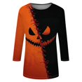 thumbnail image 5 of Womens Halloween Holiday Outfit Shirt,Halloween Scary Pumpkin Ghost Print Shirts Halloween Casual 3/4 Sleeve Crew Neck Tops For Women, 5 of 5