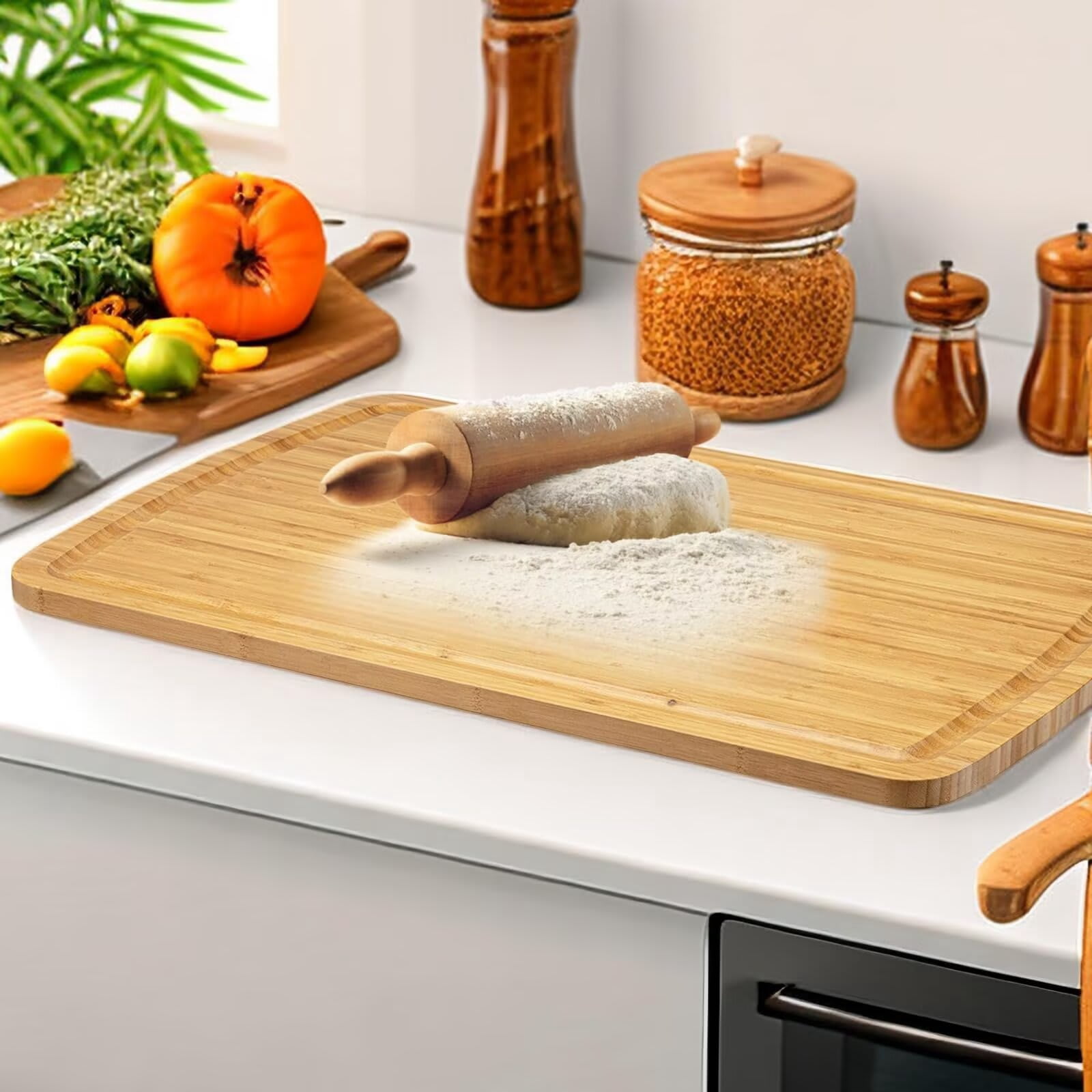 EastVita Extra Large Bamboo Cutting Boards for Kitchen 30 x 20 Inch Wooden Chopping Board with Juice Groove Reversible Butcher Block Cutting Board Carving Board for Meat Turkey Veggies