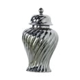 thumbnail image 2 of deevoka Ceramic Bud Vase Luxury Porcelain Ginger Jar with Lid for Wedding Cafe Shelf Silvery, 2 of 9