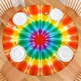 thumbnail image 2 of Rainbow Tie Dye Mandala Pattern Round Fitted Tablecloth with Elastic Edge,Dining Table Cover Waterproof,Outdoor Round Tablecloth for Camping,Dining,Indoor and Outdoor, 2 of 7