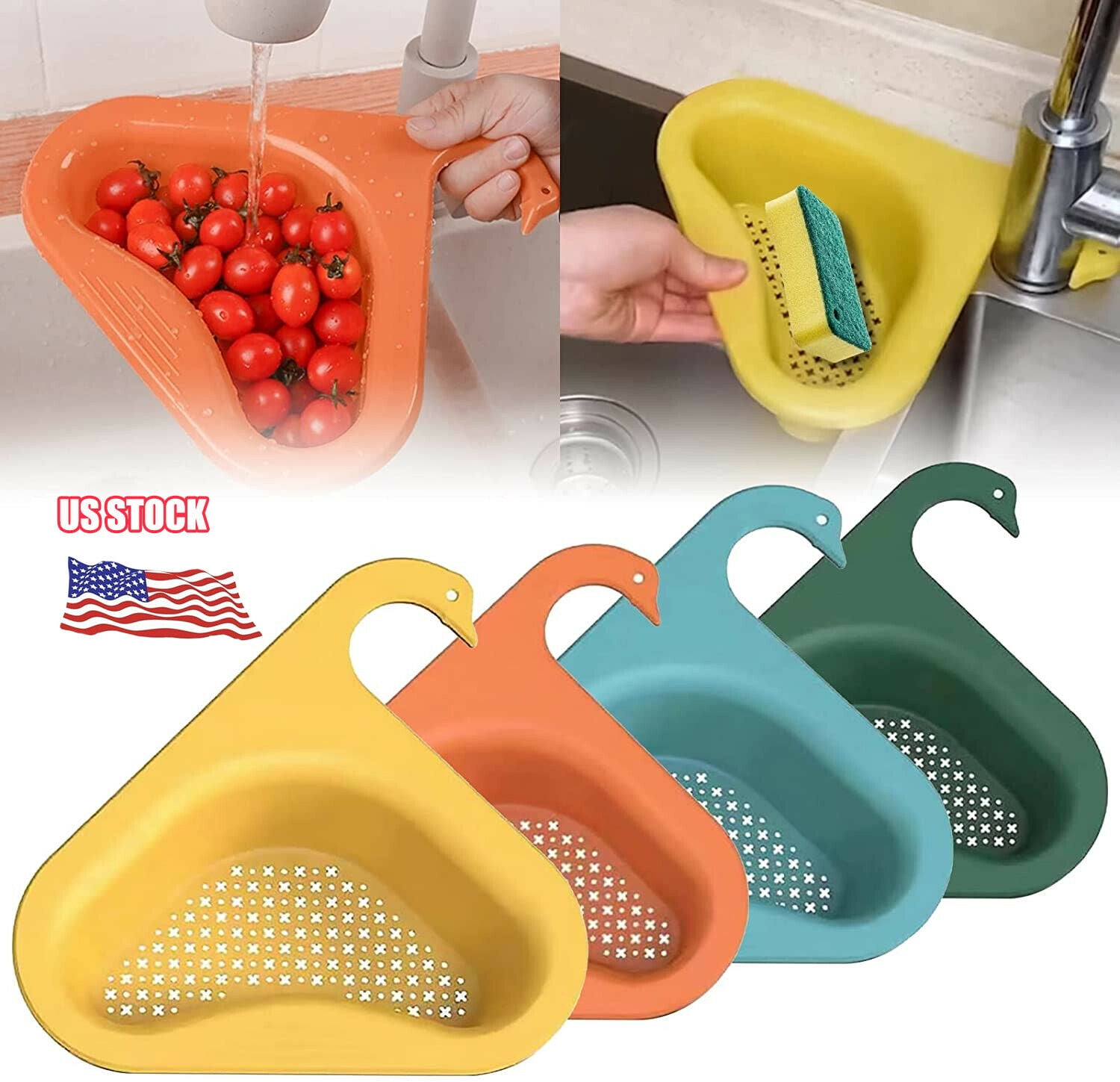 "Kitchen Sink Drain Basket Swan Drain Rack, Multipurpose Triangular