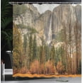 thumbnail image 4 of Ambesonne Nature Shower Curtain, Yosemite Falls Trees, 69"Wx84"L, Orange Green, 4 of 5