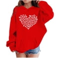 thumbnail image 2 of Kids Valentine Hoodie for Girls Heart Print Pullover Red Cute Oversized Hoodie with Pocket 3-4 5-6 7-8 9-10 11-12 13-14 Years,Size 7-8 T, 2 of 5