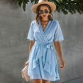 thumbnail image 1 of Vestido de verano sexy para mujer Vestido corto de volantes con cuello en V Manga corta Elástic CACAGOO Vítrida solida casual de mujeres, 1 of 7