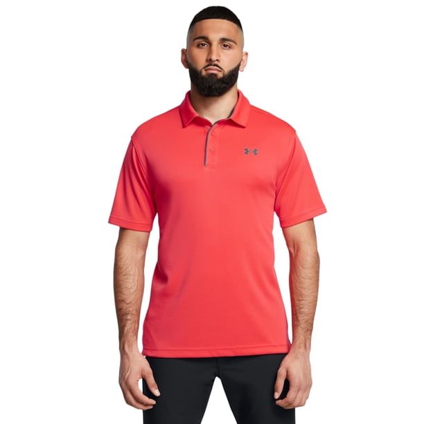 Polo de golf Under Armour Tech 713 para hombre, color rojo y gris, talla S