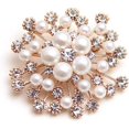 thumbnail image 1 of Broche Fleur en Cristal pour Femmes Imitation Perle Flocon de Neige Broche Corsage (Or), 1 of 3