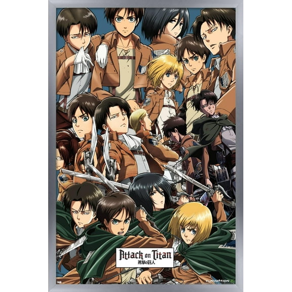 Attack on Titan - Collage Wall Poster, 14.725" x 22.375", Framed