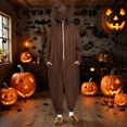 thumbnail image 2 of Wyobmus Women's Onesies with Hood Adult Half Zipper Halloween Party Holiday Cosplay Clothes Solid Color Long Sleeve Hooded Jumsuits One-Piece Pajamas C-Brown, 2 of 9