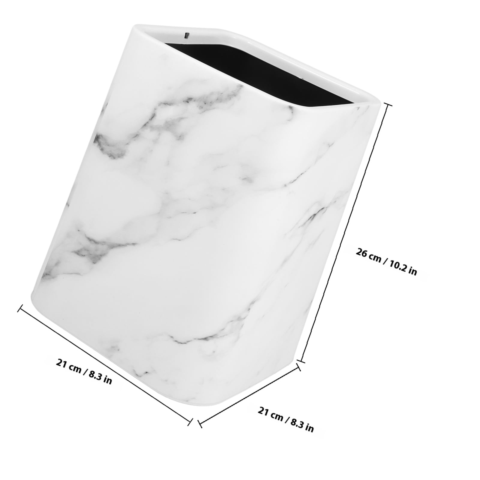 OUNONA Marble Pattern Bathroom Trash Can with Double Layer Design, Kitchen and Office Waste Bin for Home Use