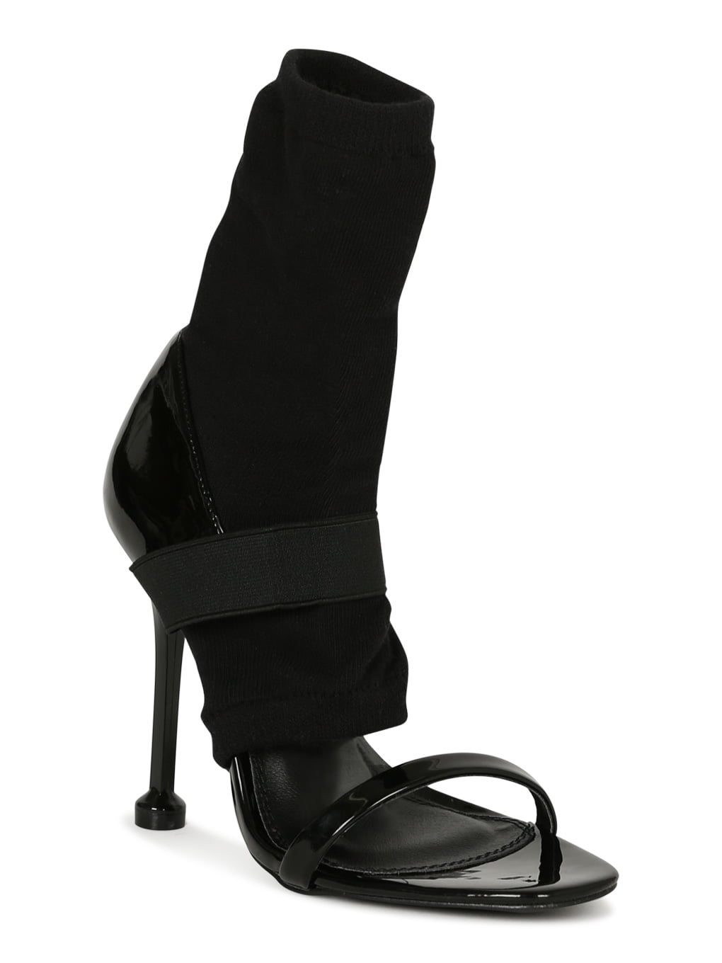 Women Color Blocking Open Toe Sock Stiletto Heel Sandal Bootie 19517