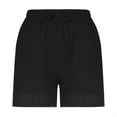 thumbnail image 5 of up to 60% off Gifts Usmixi Womens Summer Plus Size Shorts Casual Solid Drawstring Elastic Waist Straight Short Pants Lightweight Cotton Linen Shorts with Pocket Black l, 5 of 7