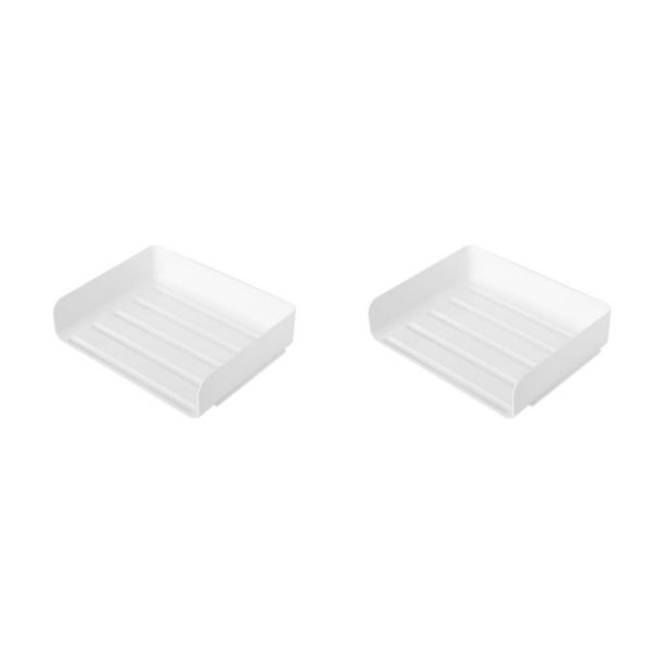 Methold Bandeja de archivo de una sola capa Hebilla de ranura firmemente colocada Caja de almacenamiento apilable de moda para el hogar Simple blanco horizontal 2piezas