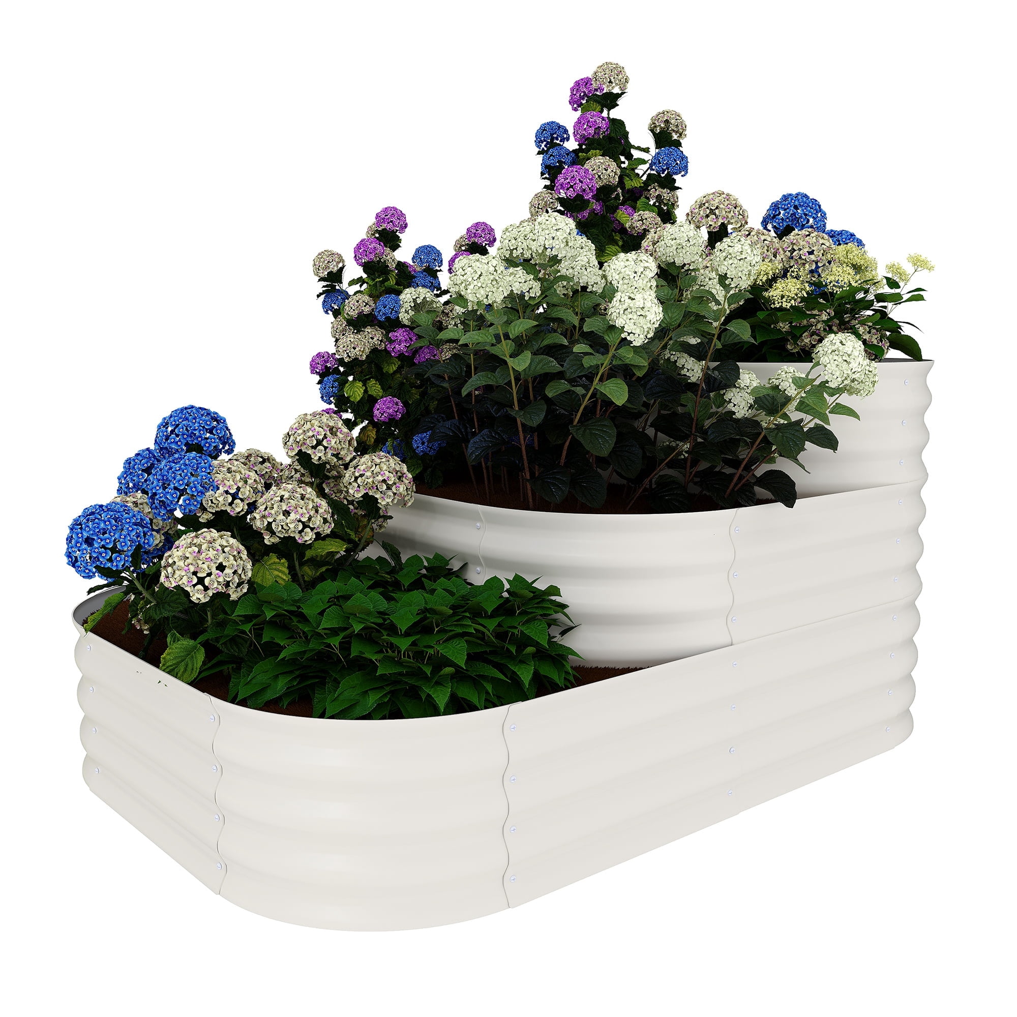 Riedhoff 3 Tiered Raised Garden Bed Kit, Galvanized Steel, 60.6 x 42.1 x 30.7 inch, Off-white