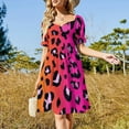 thumbnail image 2 of Neon Leopard Print Ombre Short Sleeve Dress Clothes Women's Summer Dress Elegant Dress Daily Dresses For Woman, 2 of 9
